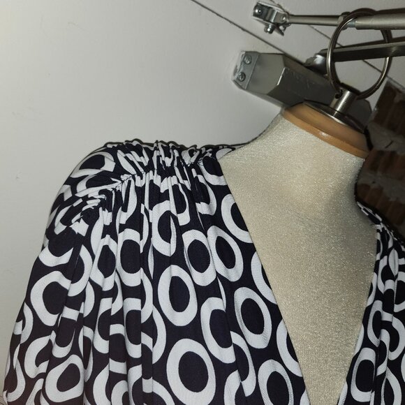 Joseph Ribkoff Tank Top Bodice Ruched Pleated Black White Circles Size 10 - Picture 4 of 9